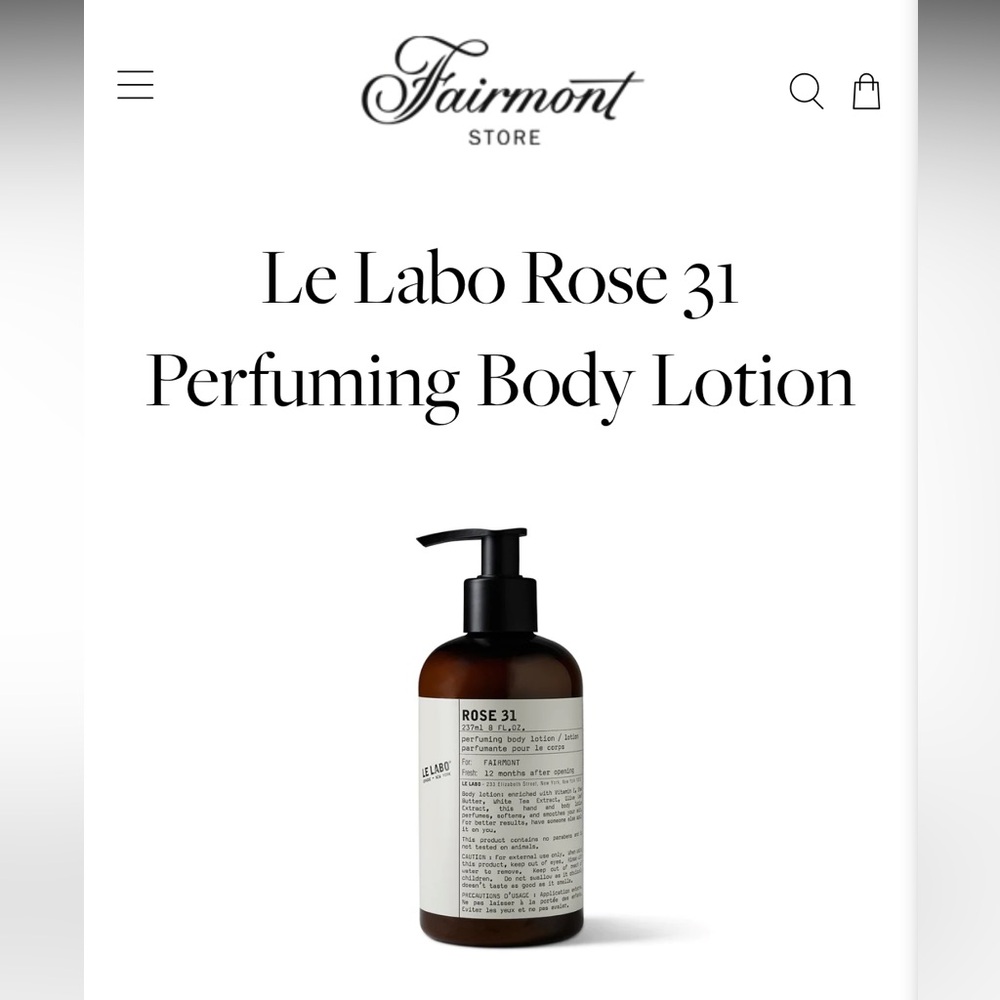 Le Labo Rose 31 Body Lotion.  New.  1.4 fl/oz, 40 ml.